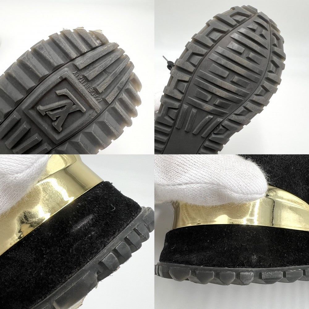 LOUIS VUITTON ルイヴィトン スニーカー モノグラム ランアウェイライン ファッションアイテム 靴 ローカット 37サイズ 約24cm 1A3CW2 スウェード レザー ブラック 黒 ブラウン 茶 ゴールド金具 レディース【中古品】