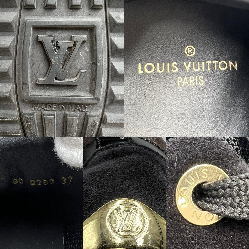 LOUIS VUITTON ルイヴィトン スニーカー モノグラム ランアウェイライン ファッションアイテム 靴 ローカット 37サイズ 約24cm 1A3CW2 スウェード レザー ブラック 黒 ブラウン 茶 ゴールド金具 レディース【中古品】
