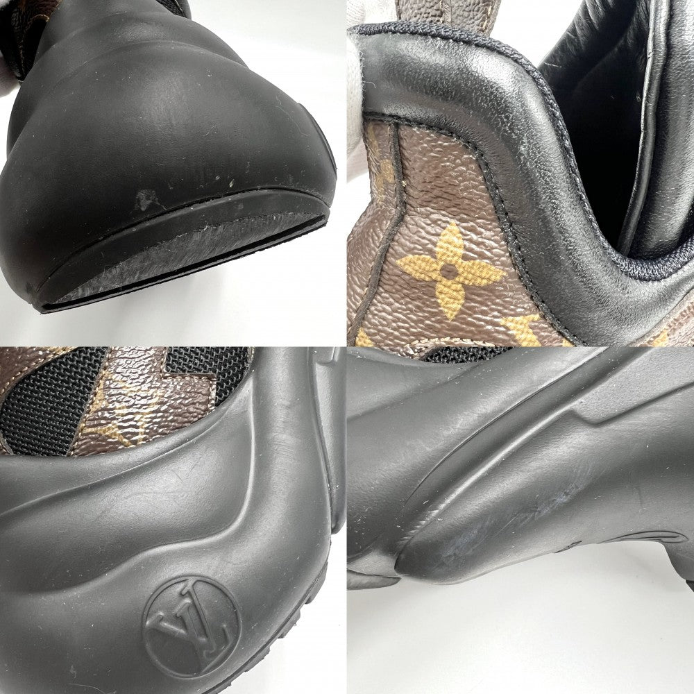 【開店SALE】 LOUIS VUITTON ルイヴィトン スニーカー アークライトライン ハイカット モノグラム ファッションアイテム 38サイズ 靴 約24.5cm 1A43LH ラバー ブラック 黒 ブラウン 茶 レディース【中古品】