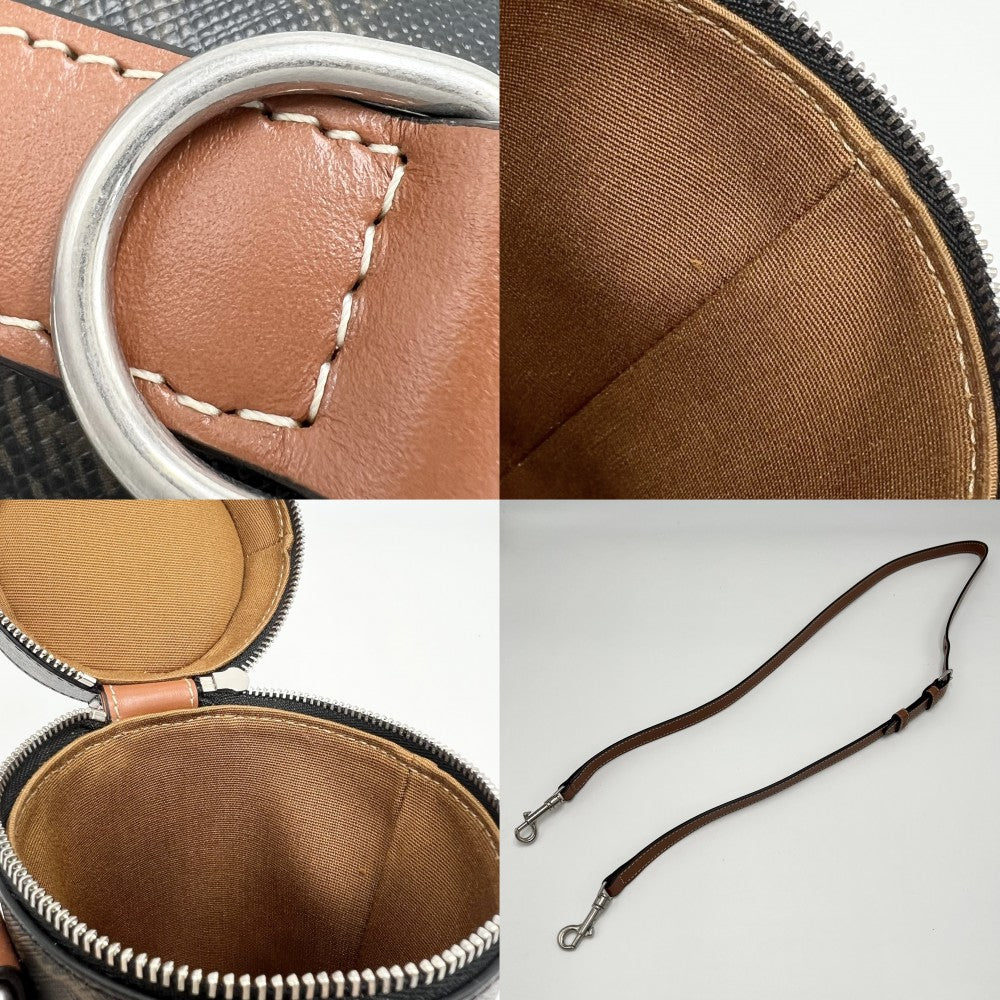 CELINE セリーヌ ショルダーバッグ トリオンフ ミニバッグ PVCコーティングキャンバス レザー ブラウン 茶 シルバー金具 レディース【中古品】