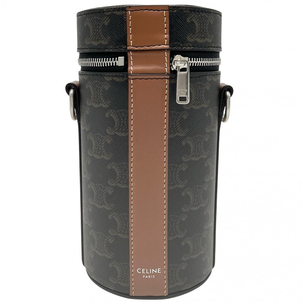 CELINE セリーヌ ショルダーバッグ トリオンフ ミニバッグ PVCコーティングキャンバス レザー ブラウン 茶 シルバー金具 レディース【中古品】