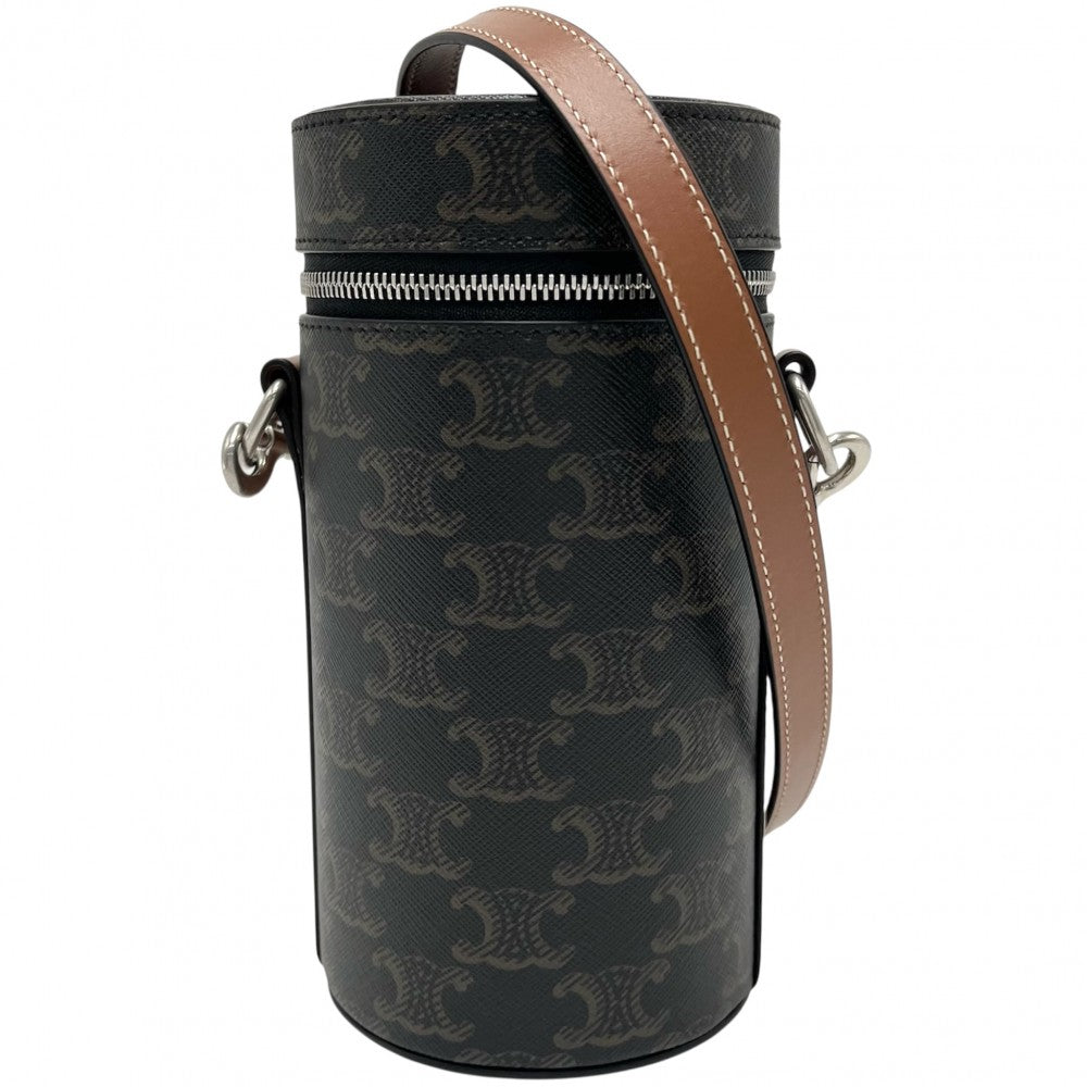 CELINE セリーヌ ショルダーバッグ トリオンフ ミニバッグ PVCコーティングキャンバス レザー ブラウン 茶 シルバー金具 レディース【中古品】