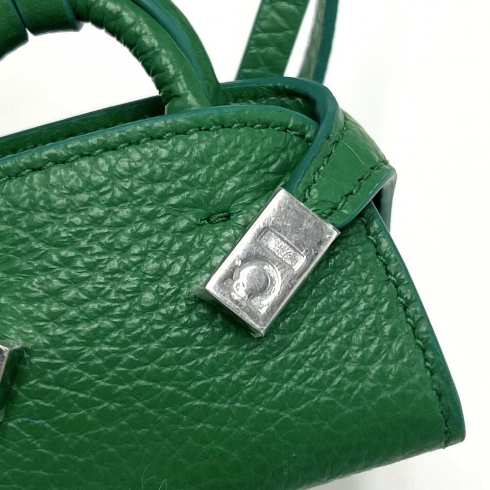 【開店SALE】 Salvatore Ferragamo サルヴァトーレフェラガモ バッグチャーム 小物 ハグチャーム Hugバッグモチーフ キーホルダー カーフ グリーン 緑 シルバー金具 レディース【中古品】