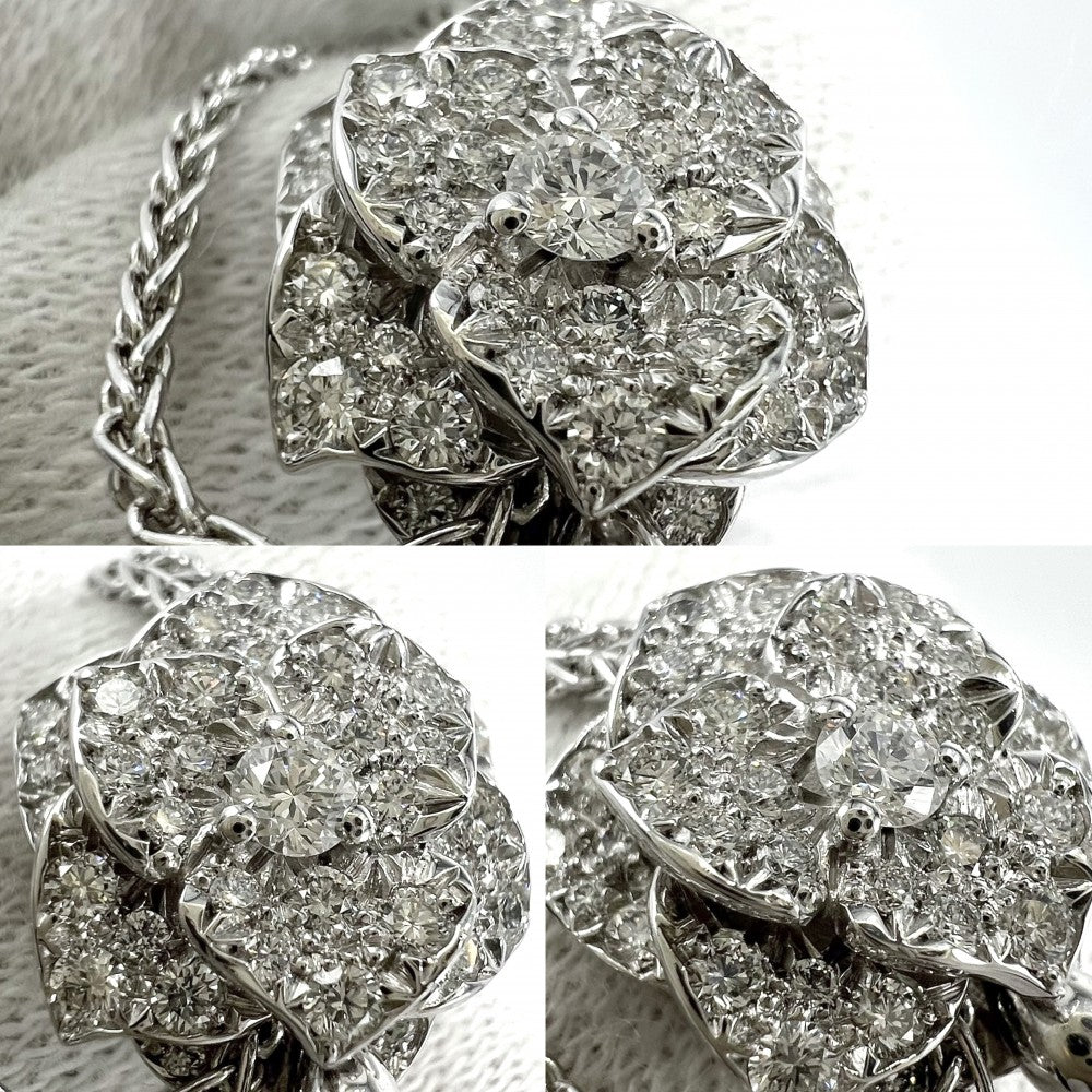 【開店SALE】 PIAGET ピアジェ ネックレス ローズペンダントネックレス ジュエリー アクセサリー Au750 18金WG K18ホワイトゴールド ダイヤモンド シルバー レディース 約17.2g【中古品】