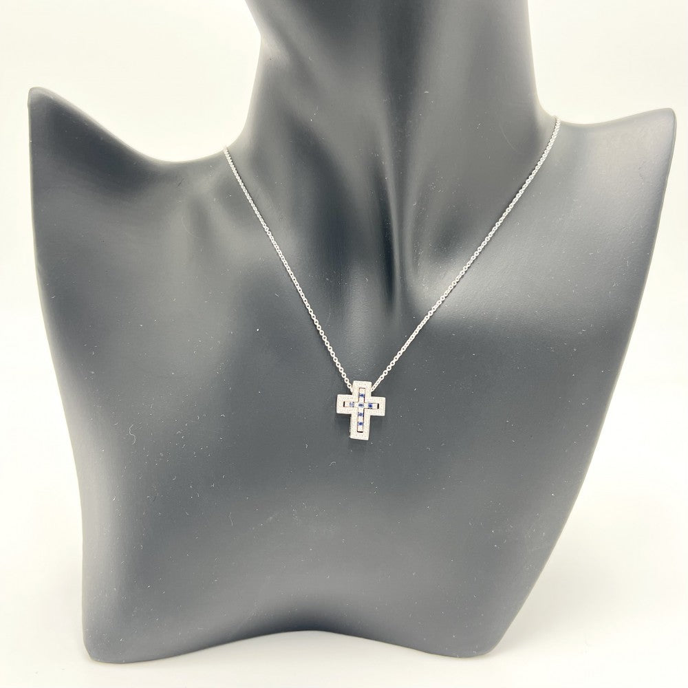 Damiani ダミアーニ ネックレス ベルエポックXXS ジュエリー アクセサリー メンズ レディース ペンダント クロス 18金 Au750 K18ホワイトゴールド ダイヤモンド ユニセックス 約4.7g【中古品】