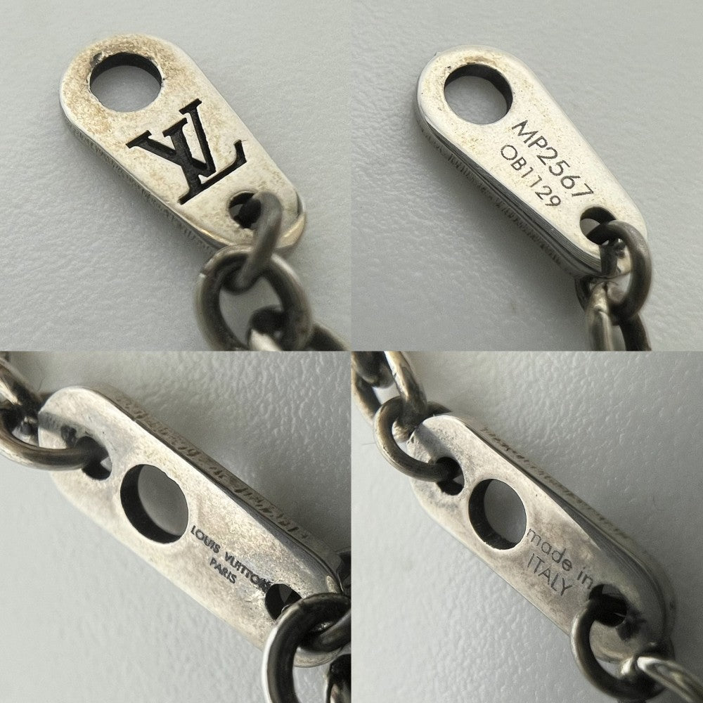 LOUIS VUITTON ルイヴィトン ネックレス LVスネーク ペンダント アクセサリー ヴィンテージ調 メタル MP2567 シルバー ユニセックス 約15.8g【中古品】
