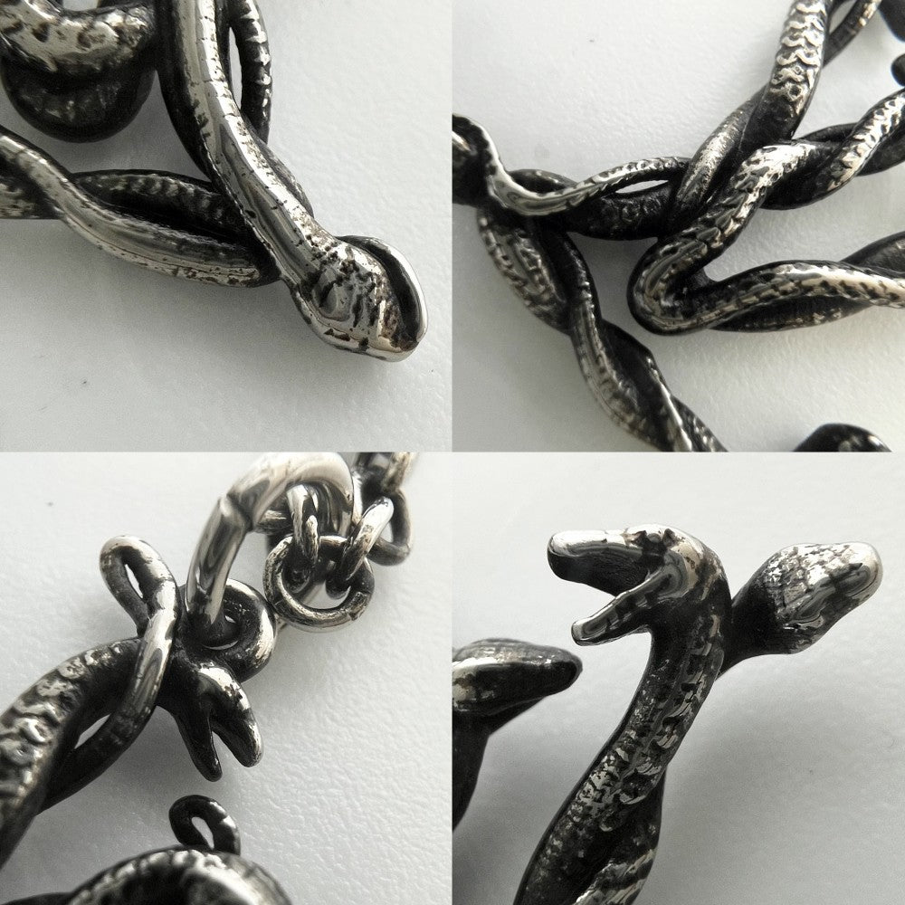 LOUIS VUITTON ルイヴィトン ネックレス LVスネーク ペンダント アクセサリー ヴィンテージ調 メタル MP2567 シルバー ユニセックス 約15.8g【中古品】