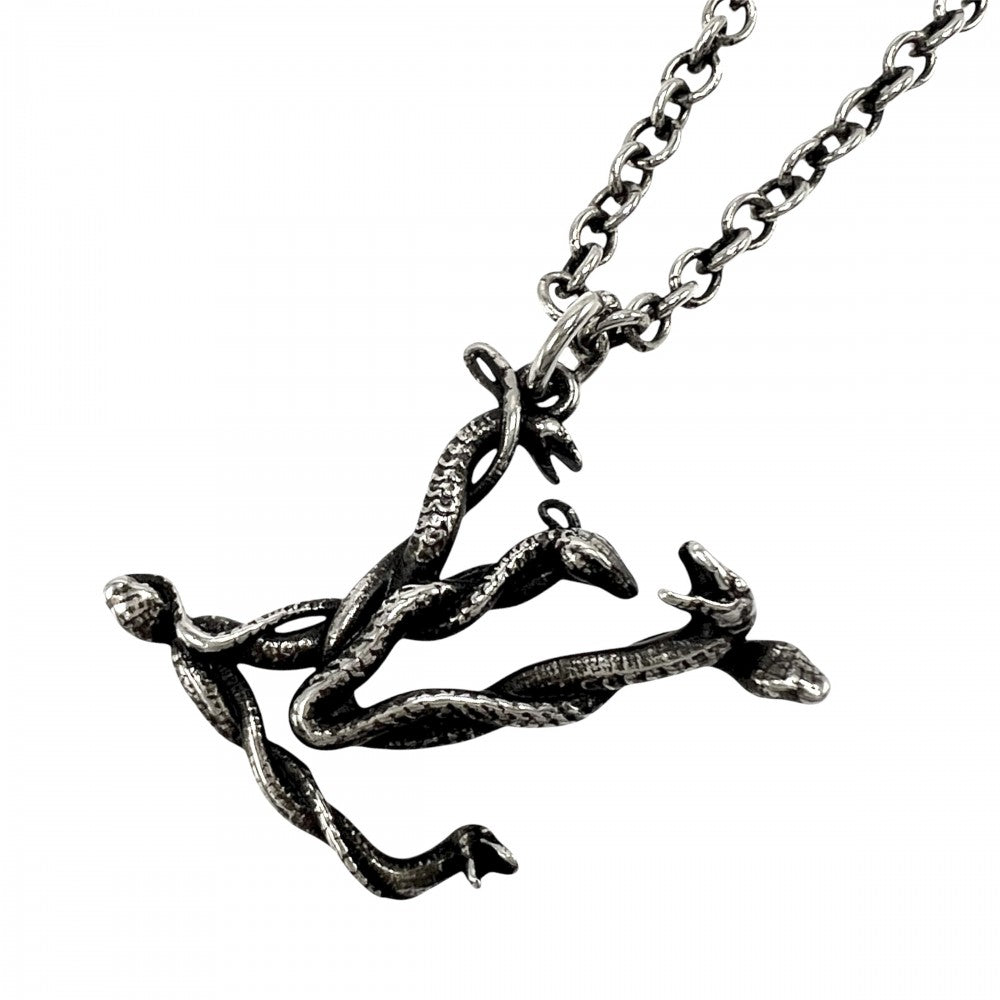 LOUIS VUITTON ルイヴィトン ネックレス LVスネーク ペンダント アクセサリー ヴィンテージ調 メタル MP2567 シルバー ユニセックス 約15.8g【中古品】