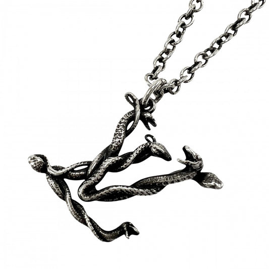 【開店SALE】 LOUIS VUITTON ルイヴィトン ネックレス LVスネーク ペンダント アクセサリー ヴィンテージ調 メタル MP2567 シルバー ユニセックス 約15.8g【中古品】