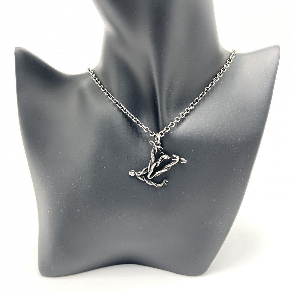 LOUIS VUITTON ルイヴィトン ネックレス LVスネーク ペンダント アクセサリー ヴィンテージ調 メタル MP2567 シルバー ユニセックス 約15.8g【中古品】