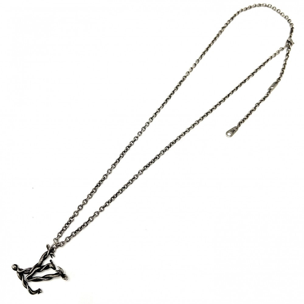 LOUIS VUITTON ルイヴィトン ネックレス LVスネーク ペンダント アクセサリー ヴィンテージ調 メタル MP2567 シルバー ユニセックス 約15.8g【中古品】
