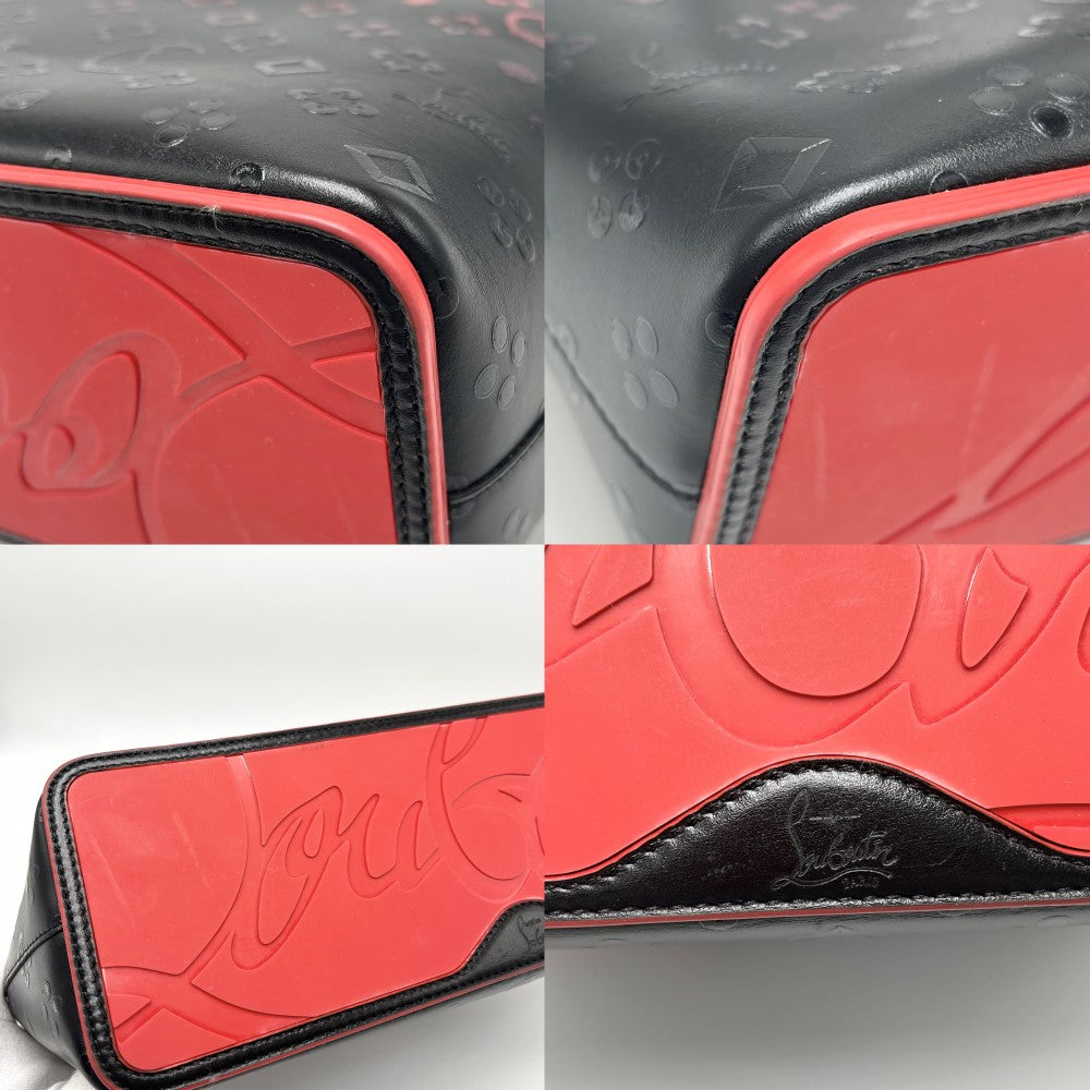 Christian Louboutin クリスチャンルブタン トートバッグ カバタ ルビインザスカイ ハンドバッグ CABATA スタッズ ポーチ付き レザー ブラック 黒 レッド 赤 ガンメタル金具 レディース【中古品】