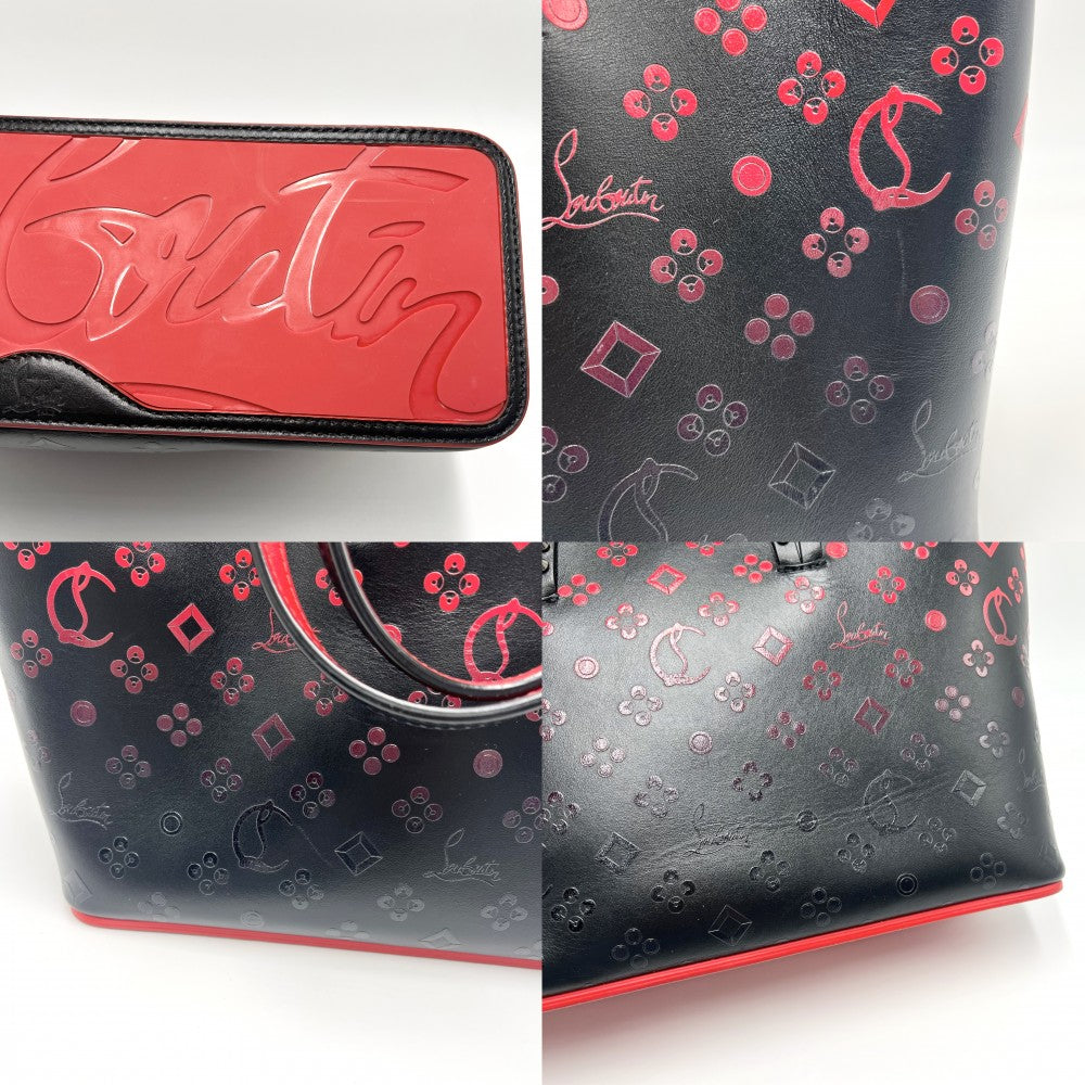 Christian Louboutin クリスチャンルブタン トートバッグ カバタ ルビインザスカイ ハンドバッグ CABATA スタッズ ポーチ付き レザー ブラック 黒 レッド 赤 ガンメタル金具 レディース【中古品】
