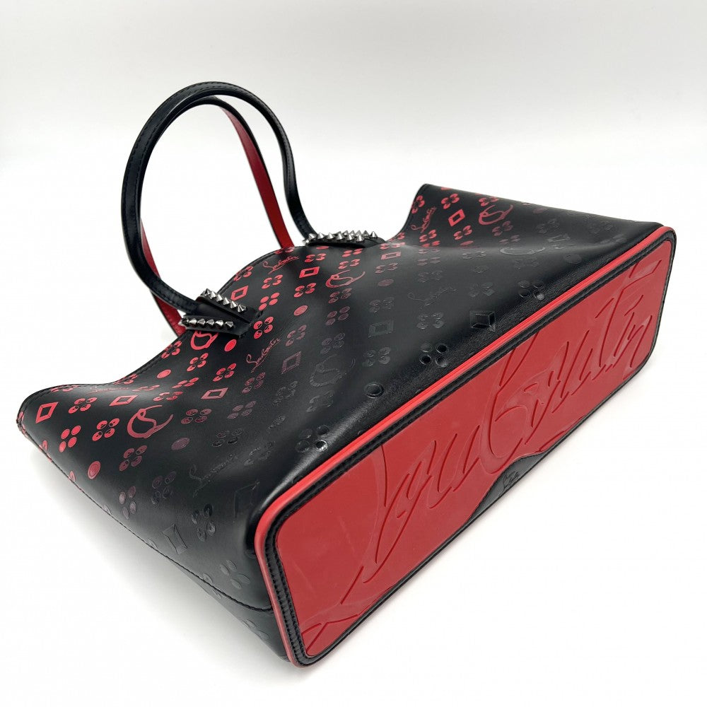 Christian Louboutin クリスチャンルブタン トートバッグ カバタ ルビインザスカイ ハンドバッグ CABATA スタッズ ポーチ付き レザー ブラック 黒 レッド 赤 ガンメタル金具 レディース【中古品】