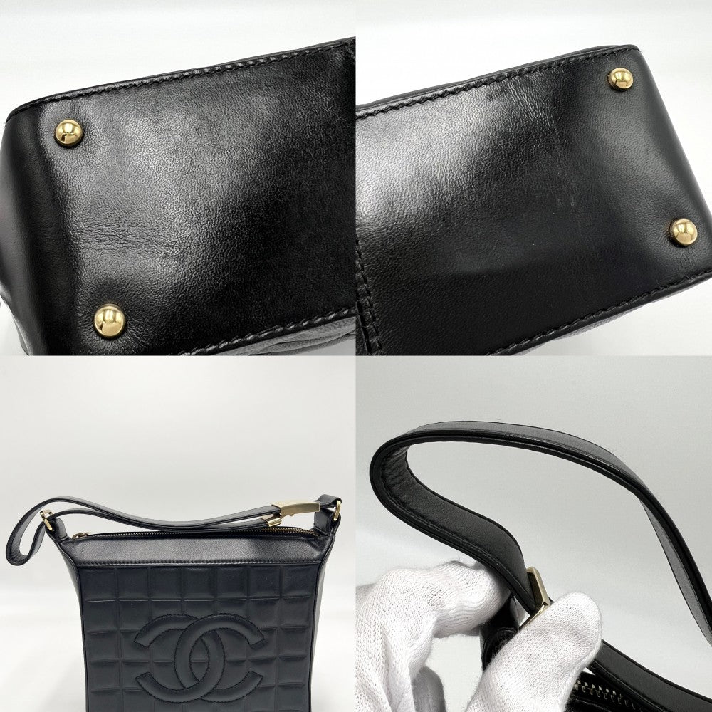 CHANEL シャネル ハンドバッグ チョコバー ココマーク セミショルダーバッグ レザー ブラック 黒 ゴールド金具 レディース【中古品】