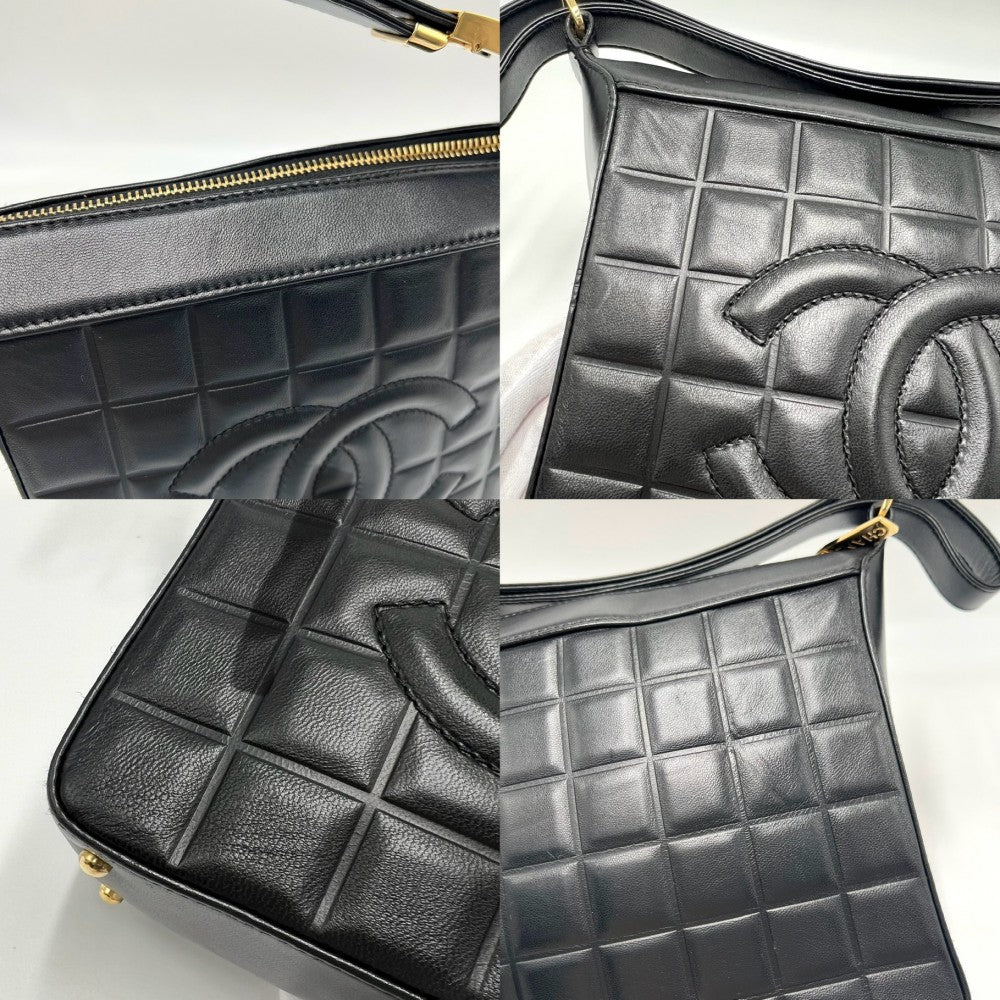 CHANEL シャネル ハンドバッグ チョコバー ココマーク セミショルダーバッグ レザー ブラック 黒 ゴールド金具 レディース【中古品】