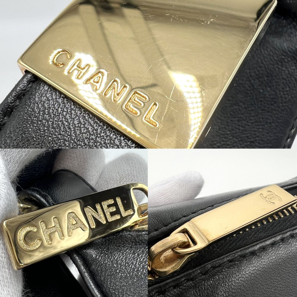 CHANEL シャネル ハンドバッグ チョコバー ココマーク セミショルダーバッグ レザー ブラック 黒 ゴールド金具 レディース【中古品】