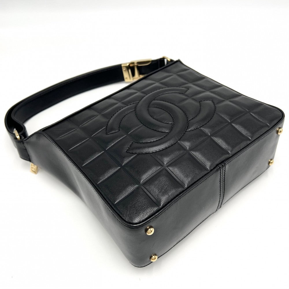 CHANEL シャネル ハンドバッグ チョコバー ココマーク セミショルダーバッグ レザー ブラック 黒 ゴールド金具 レディース【中古品】