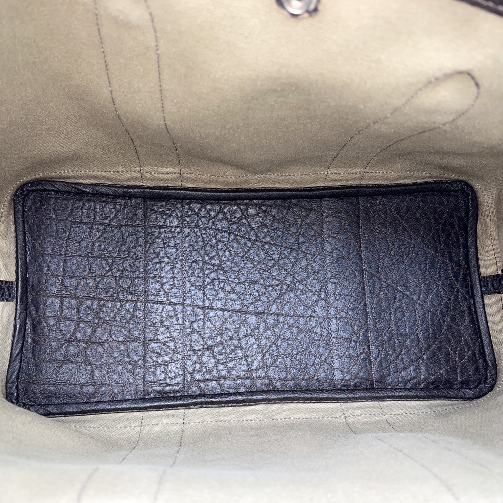 HERMES エルメス ハンドバッグ ガーデンパーティPM トートバッグ □F キャンバス レザー カーキ ブラウン 茶 シルバー金具 レディース 2002年【中古品】