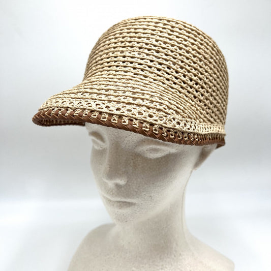 HERMES エルメス ハット キャスケット エマ 帽子 ファッションアイテム EMMA 57サイズ 夏 ラフィア ベージュ レディース【中古品】