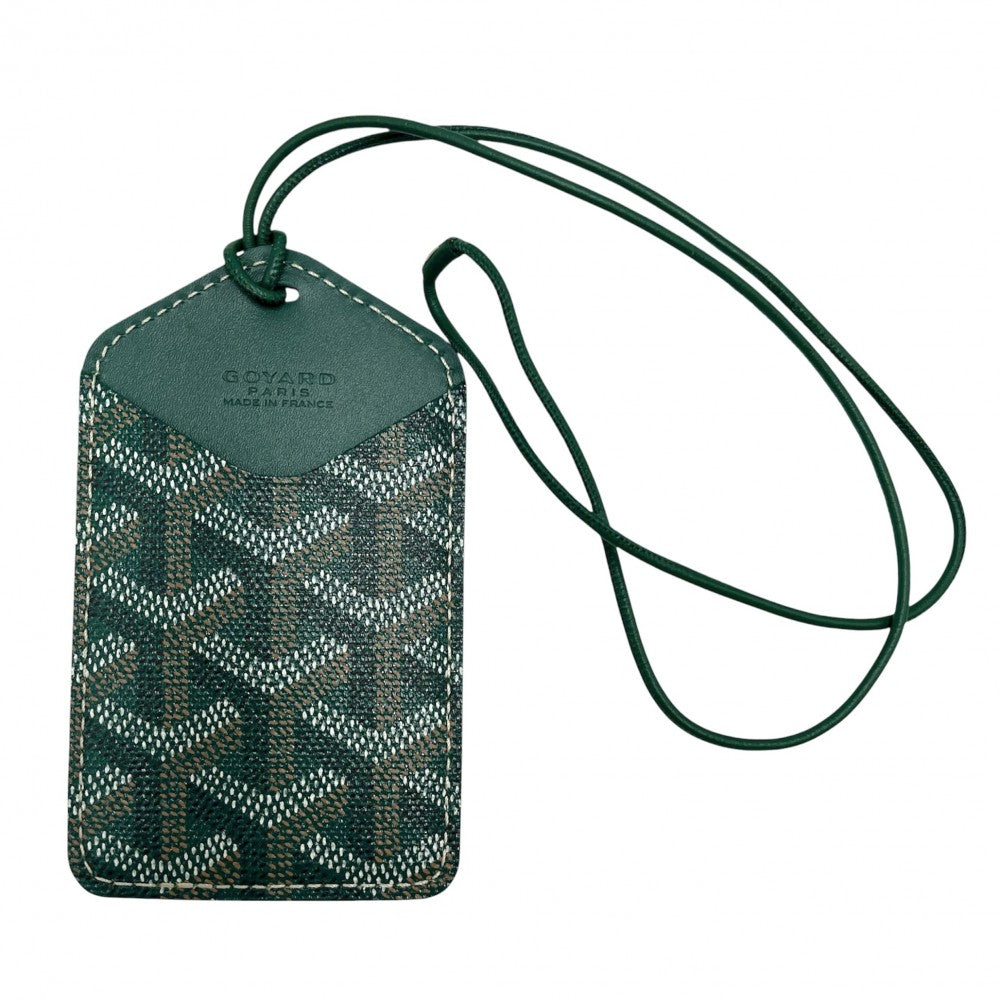 GOYARD ゴヤール カードケース ヘリンボーン マルゼルブ パスケース 小物 MALESHPMLTY09CL09X コーティングキャンバス レザー グリーン 緑 メンズ【中古品】
