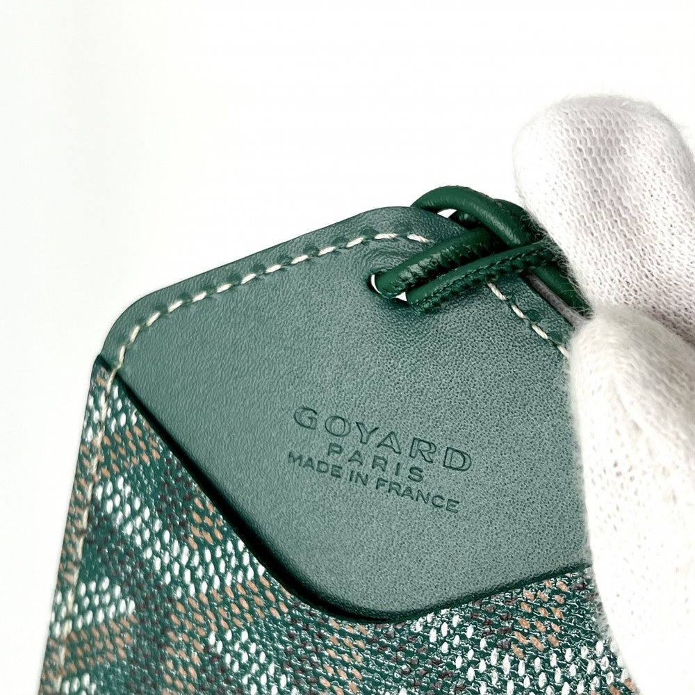 GOYARD ゴヤール カードケース ヘリンボーン マルゼルブ パスケース 小物 MALESHPMLTY09CL09X コーティングキャンバス レザー グリーン 緑 メンズ【中古品】