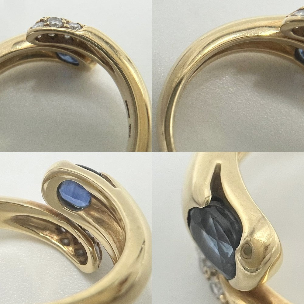 BVLGARI ブルガリ 指輪 アストレア ジュエリー アクセサリー リング Au750 18金YG K18イエローゴールド ダイヤモンド 約10号 ブルー 青 レディース 約5.4g【中古品】