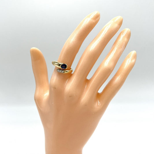 BVLGARI ブルガリ 指輪 アストレア ジュエリー アクセサリー リング Au750 18金YG K18イエローゴールド ダイヤモンド 約10号 ブルー 青 レディース 約5.4g【中古品】