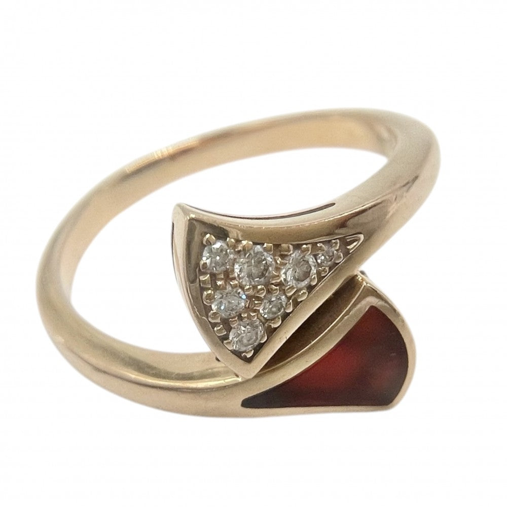 【開店SALE】 BVLGARI ブルガリ 指輪 ティーヴァドリーム リング ジュエリー アクセサリー 18金PG K18ピンクゴールド ダイヤモンド0.08ct 約14.5号 レディース 約4.1g【中古品】