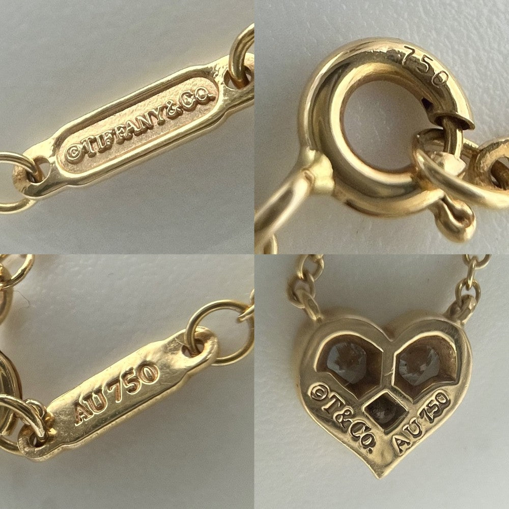 TIFFANY&Co. ティファニー ネックレス ハート ジュエリー アクセサリー Au750 18金 K18ゴールド ダイヤモンド レディース 約2.4g【中古品】