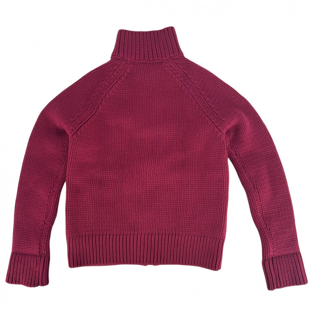 【開店SALE】 LOUIS VUITTON ルイヴィトン ニット ジップアップ トップス アパレル 服 ハイネック S ワインレッド系 シルバー金具 秋 冬 カシミヤ ウール レディース【中古品】