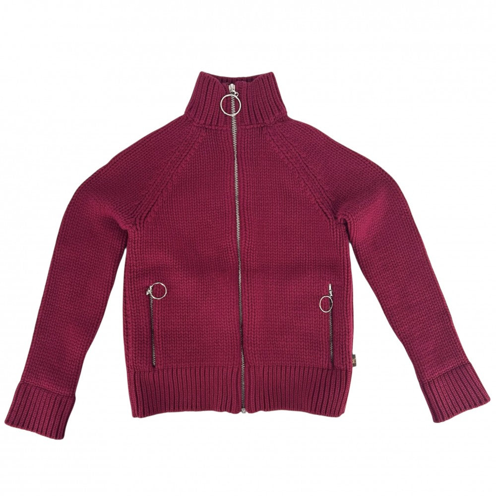 【開店SALE】 LOUIS VUITTON ルイヴィトン ニット ジップアップ トップス アパレル 服 ハイネック S ワインレッド系 シルバー金具 秋 冬 カシミヤ ウール レディース【中古品】