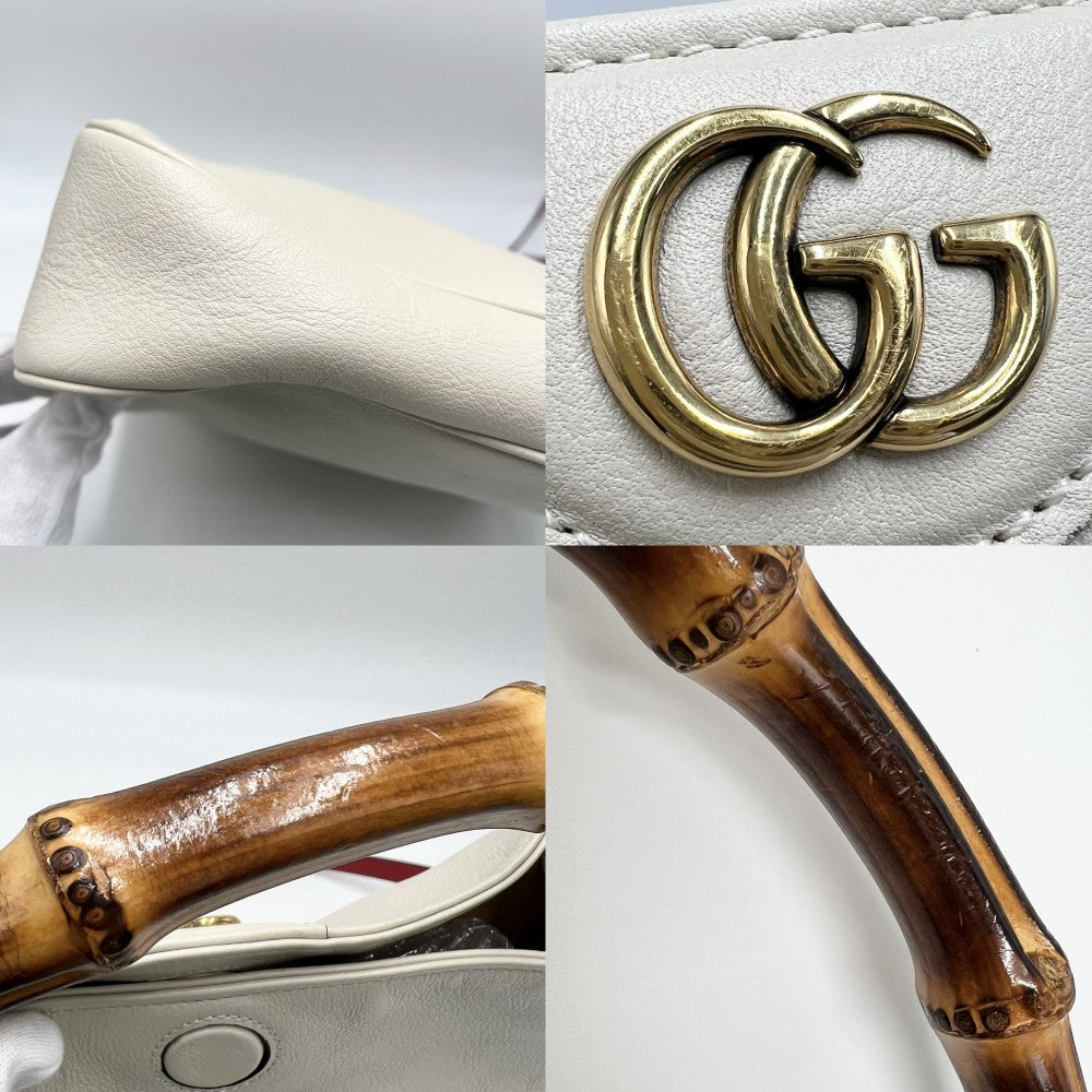 GUCCI グッチ 2WAY ダイアナミディアム バンブー ハンドバッグ ショルダーバッグ 746124 アイボリー ブラウン 茶 ゴールド金具 レディース【中古品】