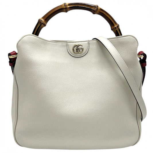 GUCCI グッチ 2WAY ダイアナミディアム バンブー ハンドバッグ ショルダーバッグ 746124 アイボリー ブラウン 茶 ゴールド金具 レディース【中古品】