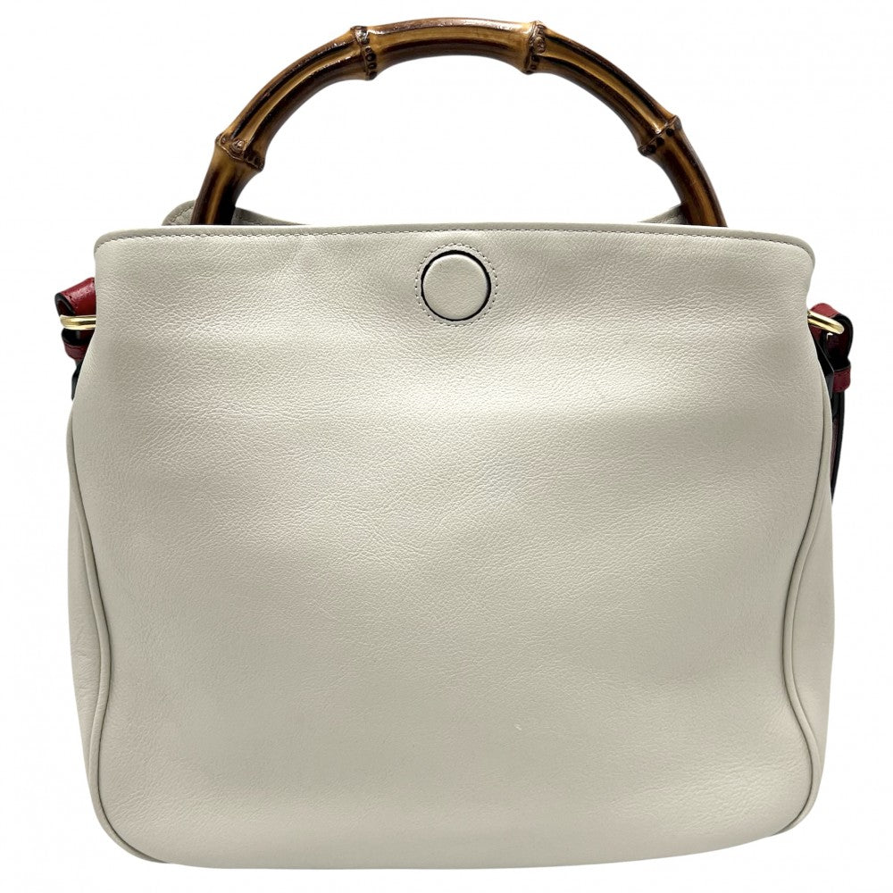 GUCCI グッチ 2WAY ダイアナミディアム バンブー ハンドバッグ ショルダーバッグ 746124 アイボリー ブラウン 茶 ゴールド金具 レディース【中古品】