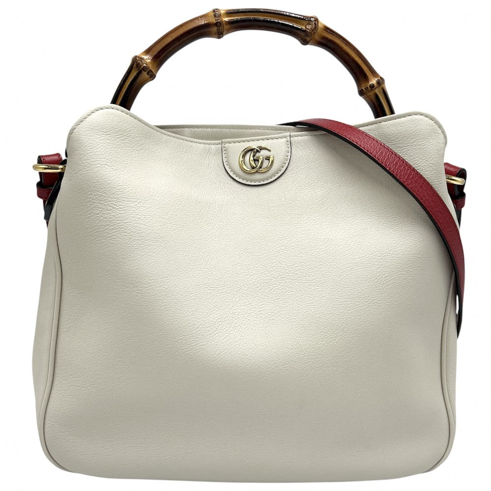 GUCCI グッチ 2WAY ダイアナミディアム バンブー ハンドバッグ ショルダーバッグ 746124 アイボリー ブラウン 茶 ゴールド金具 レディース【中古品】