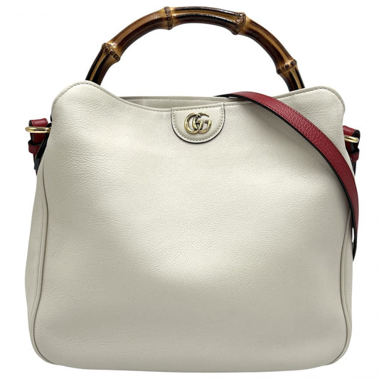 GUCCI グッチ 2WAY ダイアナミディアム バンブー ハンドバッグ ショルダーバッグ 746124 アイボリー ブラウン 茶 ゴールド金具 レディース【中古品】