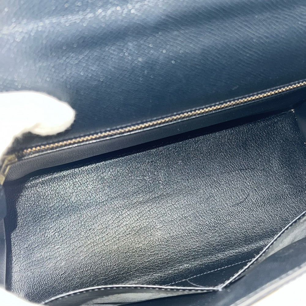 HERMES エルメス 2WAY ケリー28 外縫い ハンドバッグ ショルダーバッグ 〇V刻印 レザー ネイビー 紺 ゴールド金具 レディース 1992年【中古品】