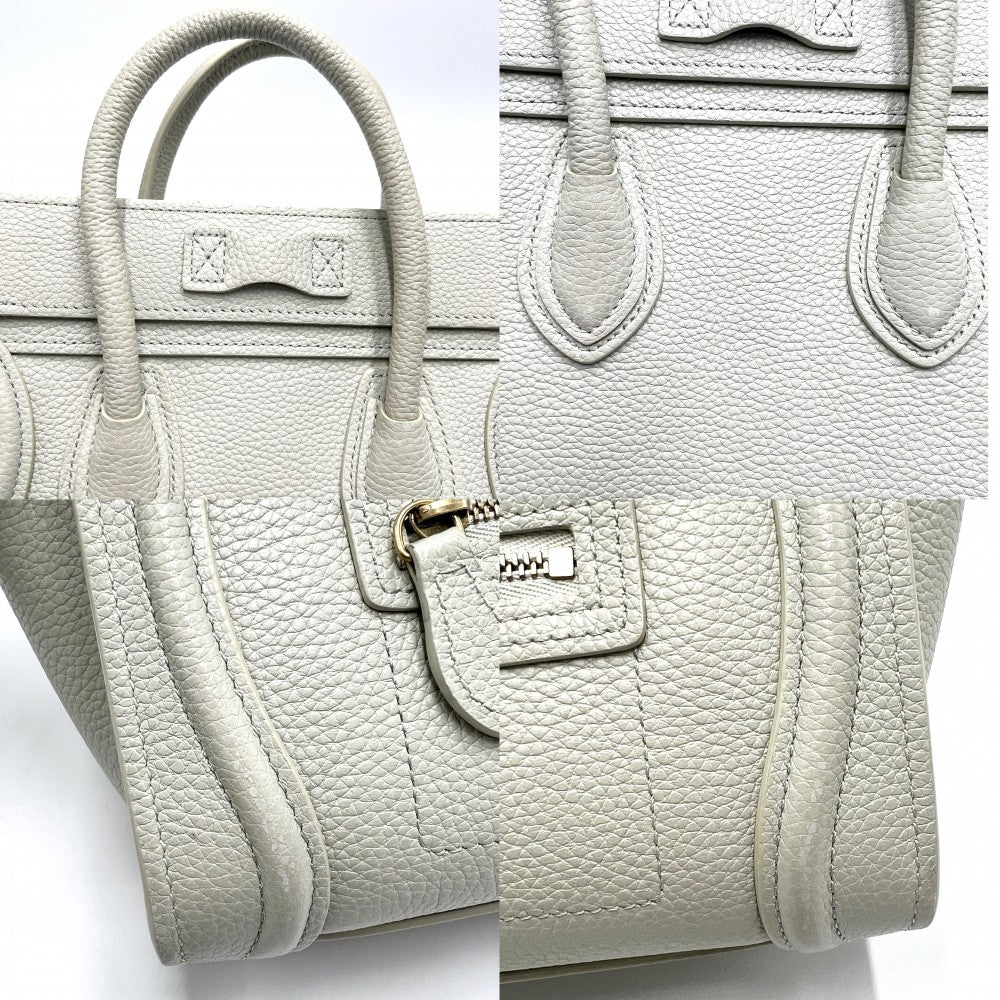 【開店SALE】 CELINE セリーヌ 2WAY ラゲージ ナノ ハンドバッグ ショルダーバッグ レザー ミントグリーン シルバー金具 レディース【中古品】
