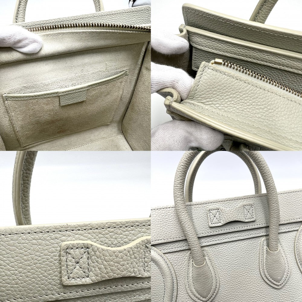 【開店SALE】 CELINE セリーヌ 2WAY ラゲージ ナノ ハンドバッグ ショルダーバッグ レザー ミントグリーン シルバー金具 レディース【中古品】