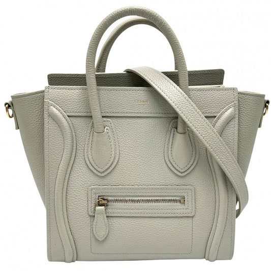【開店SALE】 CELINE セリーヌ 2WAY ラゲージ ナノ ハンドバッグ ショルダーバッグ レザー ミントグリーン シルバー金具 レディース【中古品】