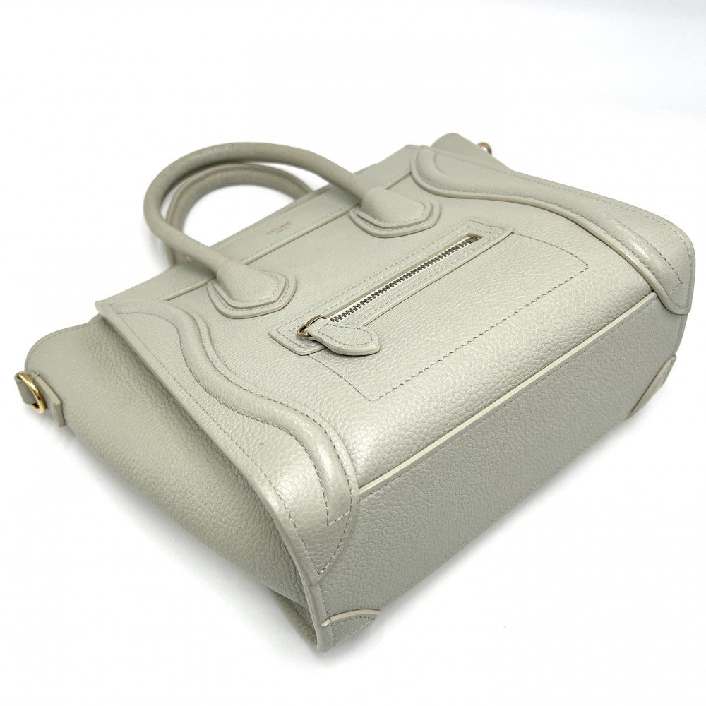 【開店SALE】 CELINE セリーヌ 2WAY ラゲージ ナノ ハンドバッグ ショルダーバッグ レザー ミントグリーン シルバー金具 レディース【中古品】
