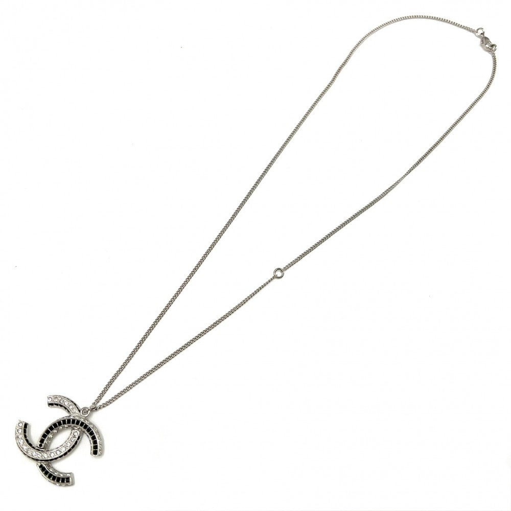 CHANEL シャネル ネックレス ココマーク ロングネックレス アクセサリー ラインストーン B17P シルバー レディース 約13.4g 2017年【中古品】