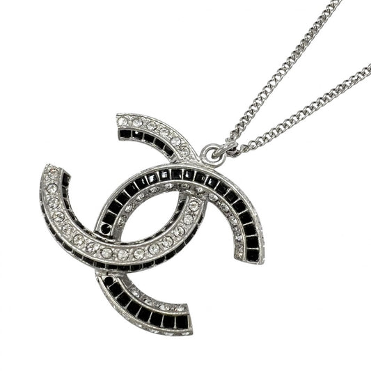 CHANEL シャネル ネックレス ココマーク ロングネックレス アクセサリー ラインストーン B17P シルバー レディース 約13.4g 2017年【中古品】