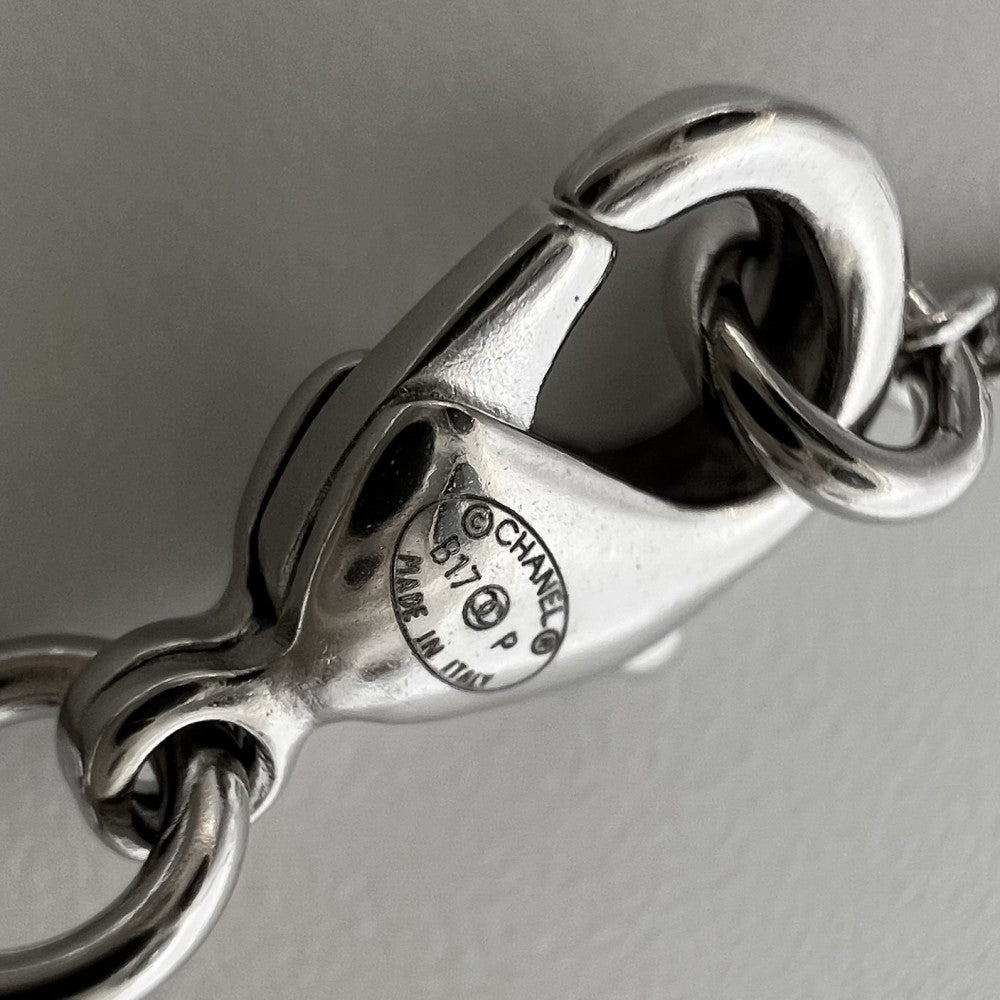 CHANEL シャネル ネックレス ココマーク ロングネックレス アクセサリー ラインストーン B17P シルバー レディース 約13.4g 2017年【中古品】