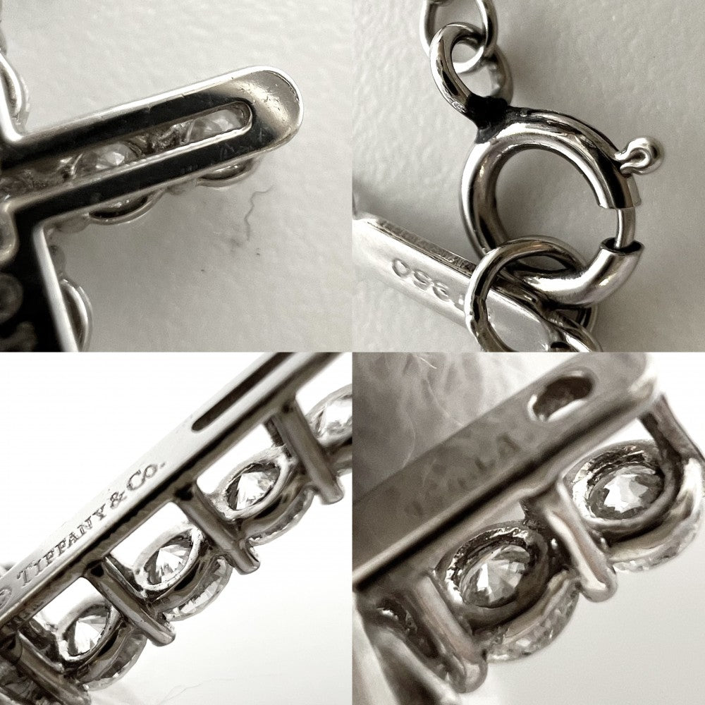 TIFFANY&Co. ティファニー ネックレス クロスペンダント スモール アクセサリー ジュエリー Pt950プラチナ ダイヤモンド レディース 約3.3g【中古品】