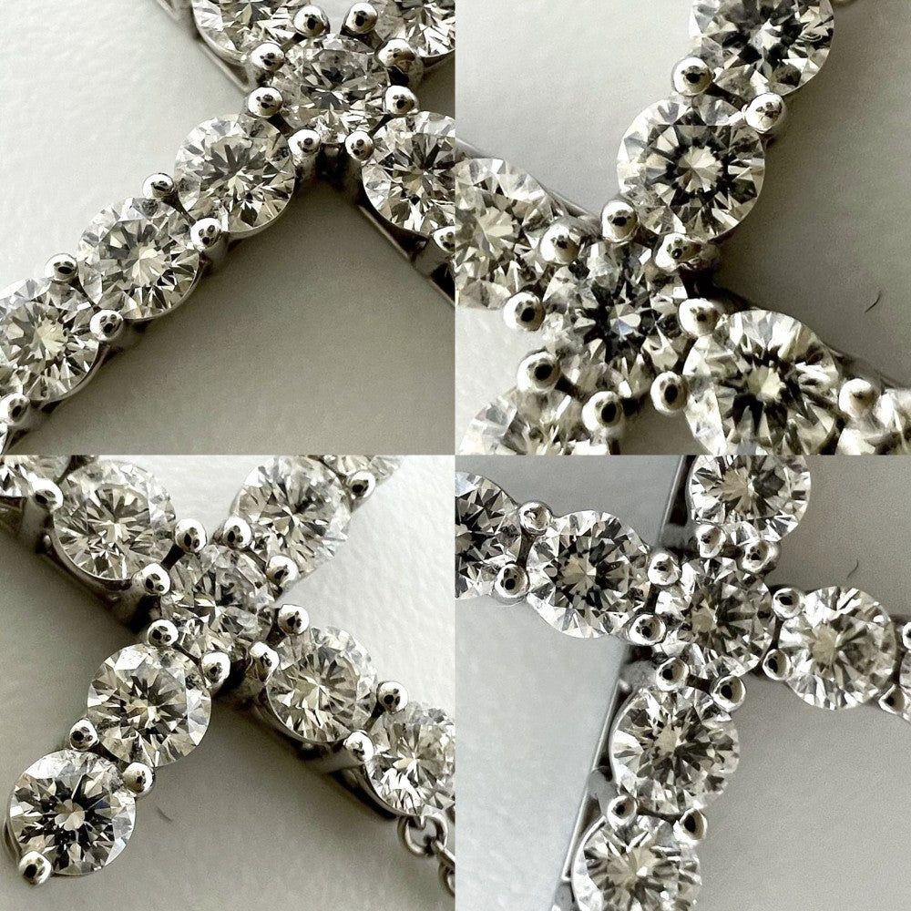TIFFANY&Co. ティファニー ネックレス クロスペンダント スモール アクセサリー ジュエリー Pt950プラチナ ダイヤモンド レディース 約3.3g【中古品】