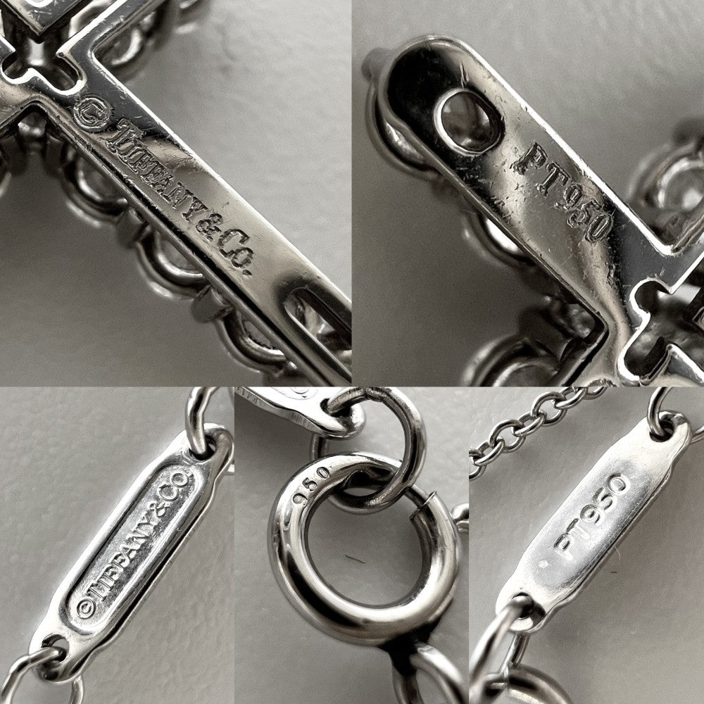 TIFFANY&Co. ティファニー ネックレス クロスペンダント スモール アクセサリー ジュエリー Pt950プラチナ ダイヤモンド レディース 約3.3g【中古品】