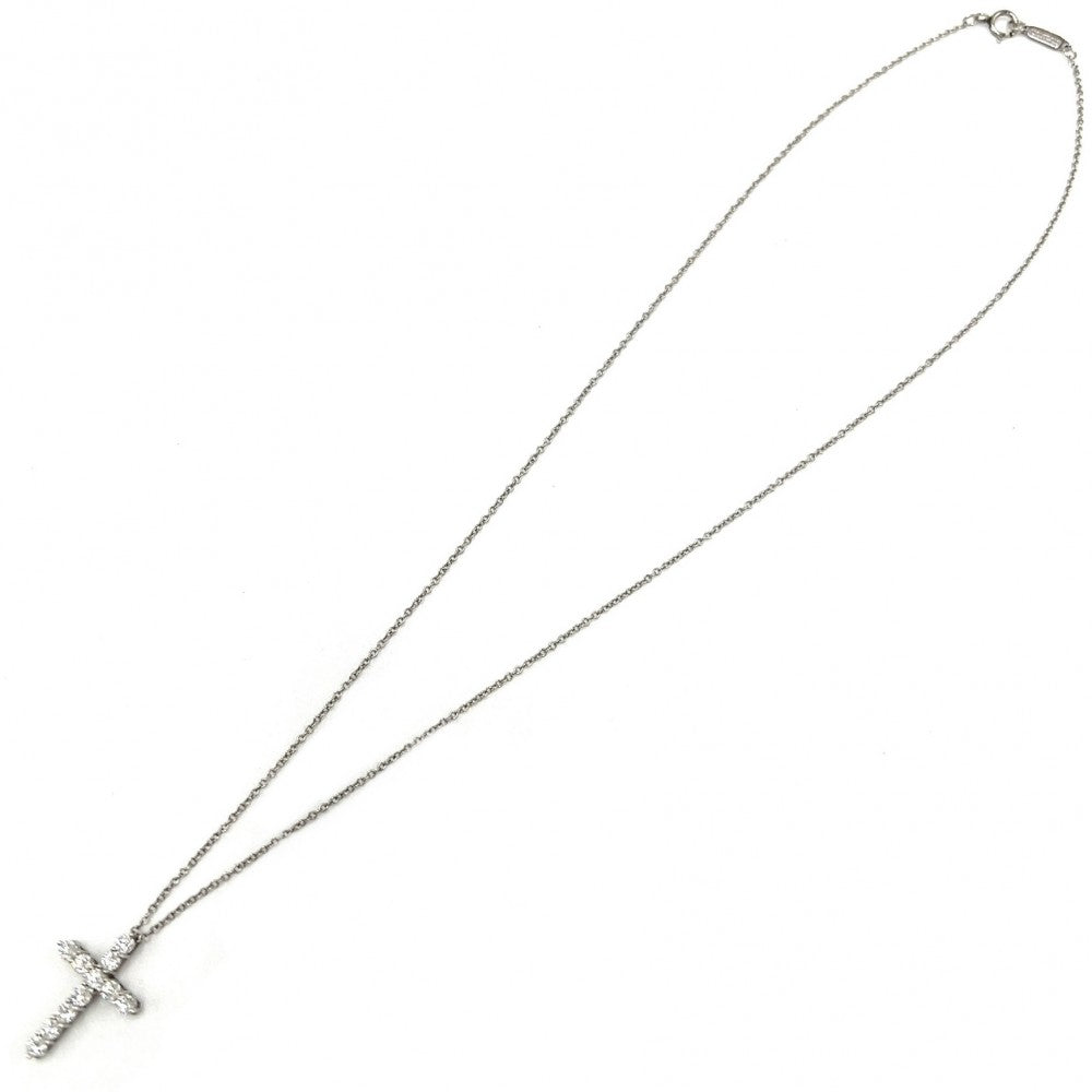 TIFFANY&Co. ティファニー ネックレス クロスペンダント スモール アクセサリー ジュエリー Pt950プラチナ ダイヤモンド レディース 約3.3g【中古品】