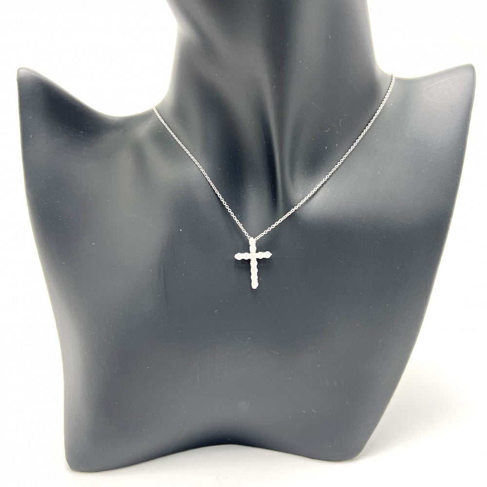 TIFFANY&Co. ティファニー ネックレス クロスペンダント スモール アクセサリー ジュエリー Pt950プラチナ ダイヤモンド レディース 約3.3g【中古品】